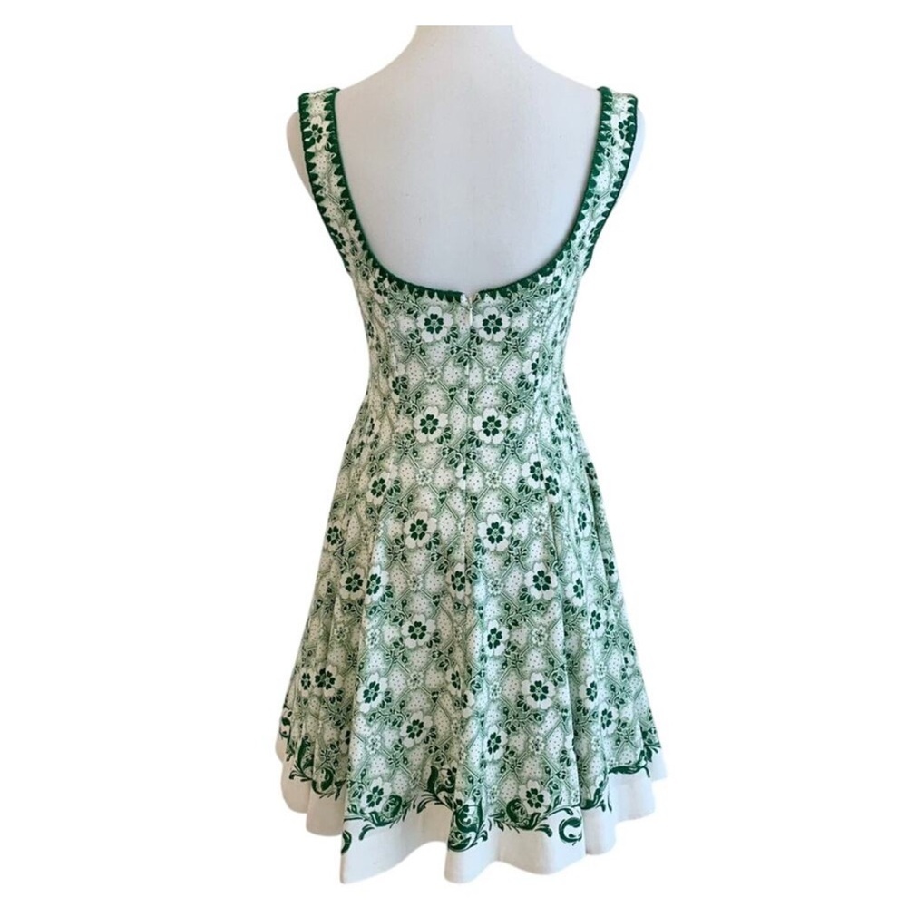 Alemais Olive Printed Linen & Cotton Minidress Size 4 - Picture 6 of 7